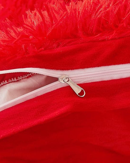 FOPPA Christmas red Comforter Cover Set Queen - Ultra Soft Plush red Bedding Sets 3 Pieces (1 Faux Fur Duvet Cover + 2 Faux Fur Pillow case) red Bed Set Queen (Red, Queen) - LeafyLoom