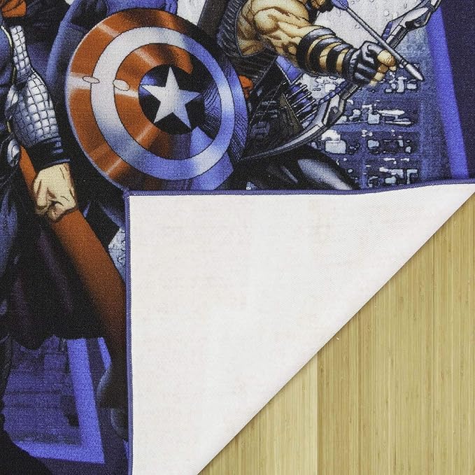 Gertmenian Marvel Rug Boys Childrens Bedroom Decor Kids Home Play Room Mat Bedding Area Carpet; 54x78 Large; Avengers Superhero Multi-Colored Navy Blue; 47328 - LeafyLoom
