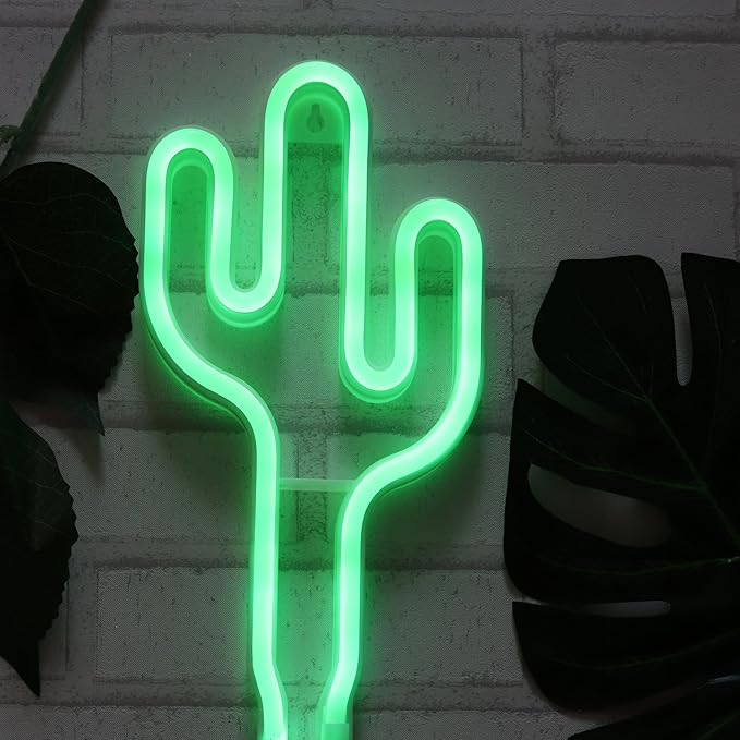 Cactus Neon Light Wall Decor Neon Signs for Bedroom Kids Battery and USB Powered Night Light Home Decoration (NECAC) - LeafyLoom