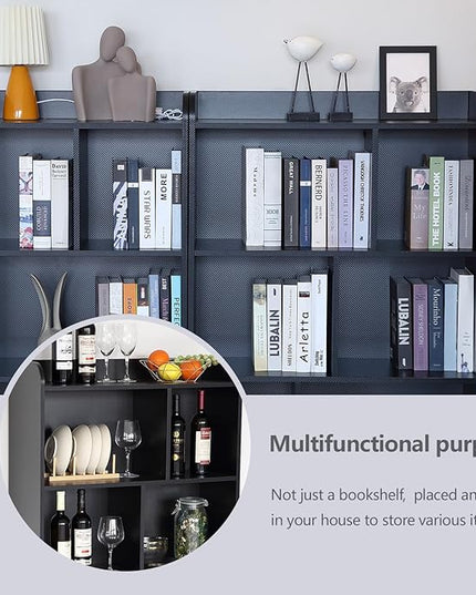 Book Shelf with Back Panel Stability 5 Cube Bookcase Multifunctional Cube Storage Organizer Shelf for Bedroom Living Room Office Closet School in Black with 23.62''W - LeafyLoom
