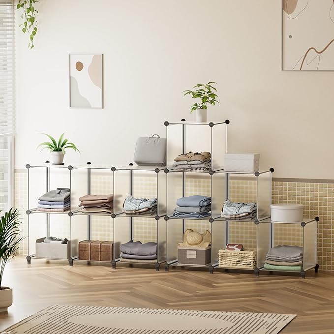 HOMIDEC 6-Cube Storage Organizer, Closet Organizer Storage shelf Bookcase Bookshelf with Metal Hammer, Storage Cubes Organizer Cabinet for Kids, Closet, Bedroom, Bathroom, (11.8x11.8x11.8 inch) - LeafyLoom