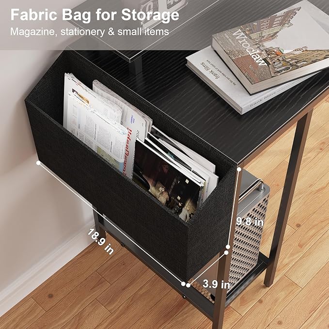 L Shaped Gaming Desk with Power Outlets & LED Lights, Computer Desk with Monitor Stand & Storage Shelf, Home Office Desk Corner Desk with Hooks, Easy to Assemble, Black - LeafyLoom