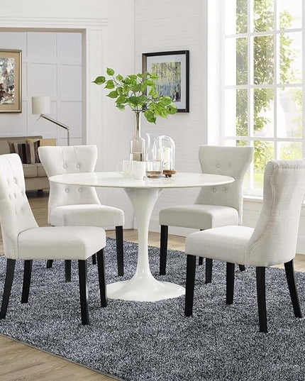 Modway Silhouette Modern Tufted Upholstered Fabric Parsons Four Dining Chairs in Beige - LeafyLoom