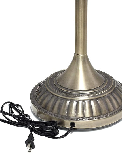 Elegant Designs LF2001-ABS 1 Light Torchiere Marbleized White Glass Shade Floor Lamp, Antique Brass - LeafyLoom