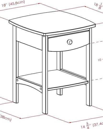 Winsome Basics Solid Wood End Table Nightstand - LeafyLoom