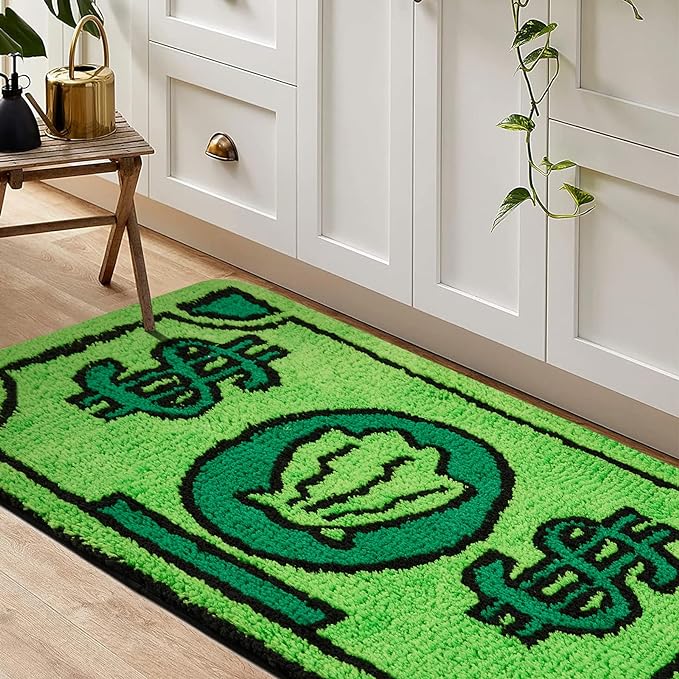 RoomTalks Cute Money Rug 2x3 Cartoon Funny Cool Small Throw Rugs for Girls Bedroom Kids Bathroom Kitchen Dorm Non Slip Machine Washable Soft Shag Accent Floor Rug, Unique Gift for Kids Girls - LeafyLoom