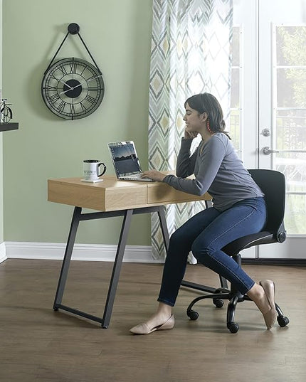 Calico Designs Rockdale Modern Office Writing Laptop Desk with Multiple Storage Compartments, Cord Management and Charging Station, Black/Honey Maple - LeafyLoom