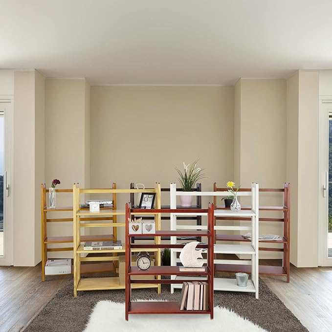 Casual Home 3-Shelf Folding Stackable Bookcase (27.5" Wide)-Walnut - LeafyLoom