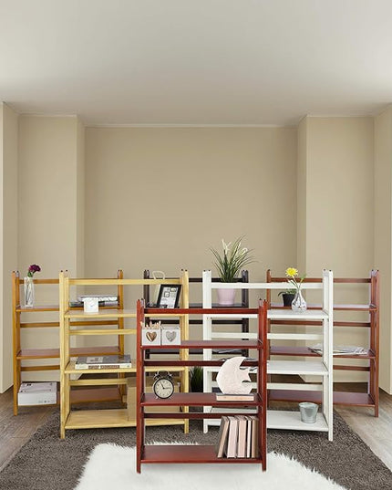 Casual Home 3-Shelf Folding Stackable Bookcase (27.5" Wide)-Honey Oak - LeafyLoom