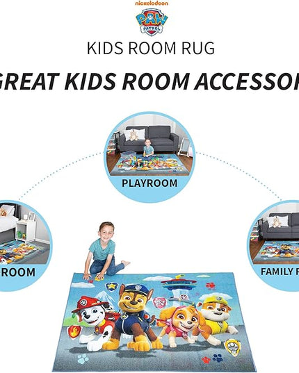 Franco Paw Patrol Kids Room Decor Bundle with Area Rug (69 in x 52 in) and Window Curtains (82 in x 63 in) - LeafyLoom