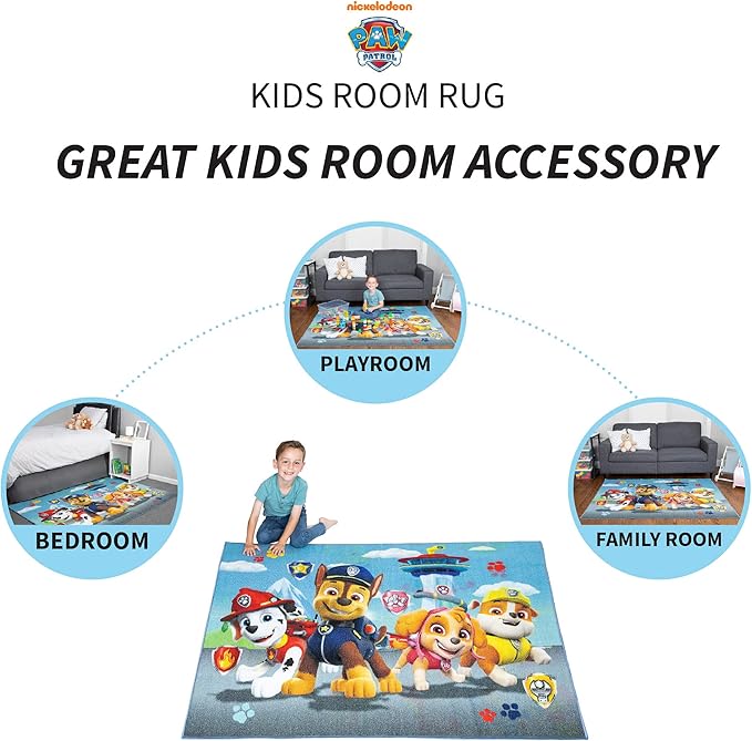 Franco Kids Room Non Slip Area Rug, 69 in x 52 in, Paw Patrol - LeafyLoom