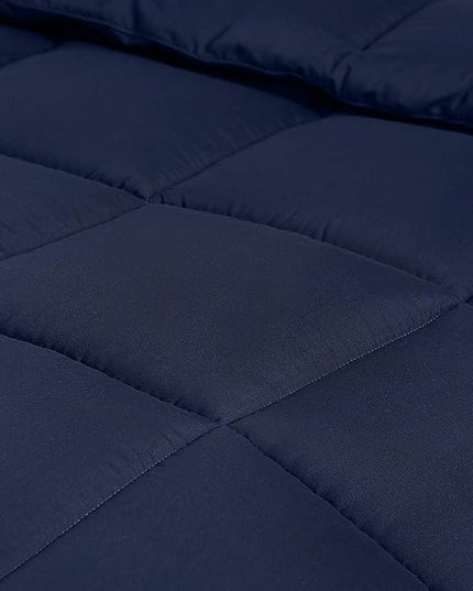 Utopia Bedding All Season 250 GSM Comforter - Soft Down Alternative Comforter - Plush Siliconized Fiberfill Duvet Insert - Box Stitched (King/Cal King, Navy) - LeafyLoom