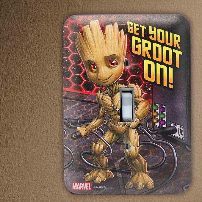 Marvel Groot Metal Light Switch Plate - Groot Switch Plate Decoration for Bedroom or Man Cave - Get Your Groot On! - LeafyLoom