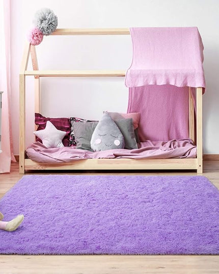 Softlife Ultra Soft Fluffy Area Rugs for Bedroom, Girls and Boys Room Kids Room Nursery Rug, 3 x 5 Feet Shaggy Fur Indoor Plush Modern Floor Carpet for Living Room Christmas Decor, Purple - LeafyLoom