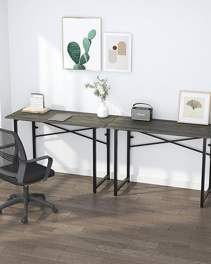 47 inch Folding Desk, Writing Gaming Computer Camping Table, No Assembly Required Home Office Desk, Black Oak - LeafyLoom