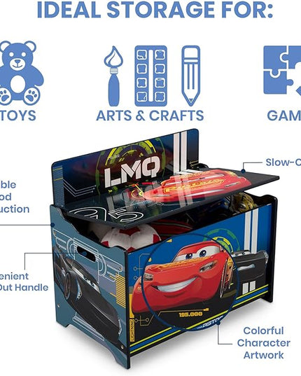 Delta Children Deluxe Toy Box, Disney/Pixar Cars - LeafyLoom