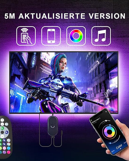 Nexillumi LED Lights for TV, 16.4 ft TV LED Backlight for 55-75 Inch, RGB LED Strip Lights Behind TV with APP Remote Control, Music Sync Smart Led Ambient Lighting for Bedroom Gaming Room Decor Nexillumi