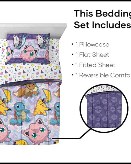 Northwest Pokemon Bed in a Bag Set, Twin, Friendly Battle - LeafyLoom