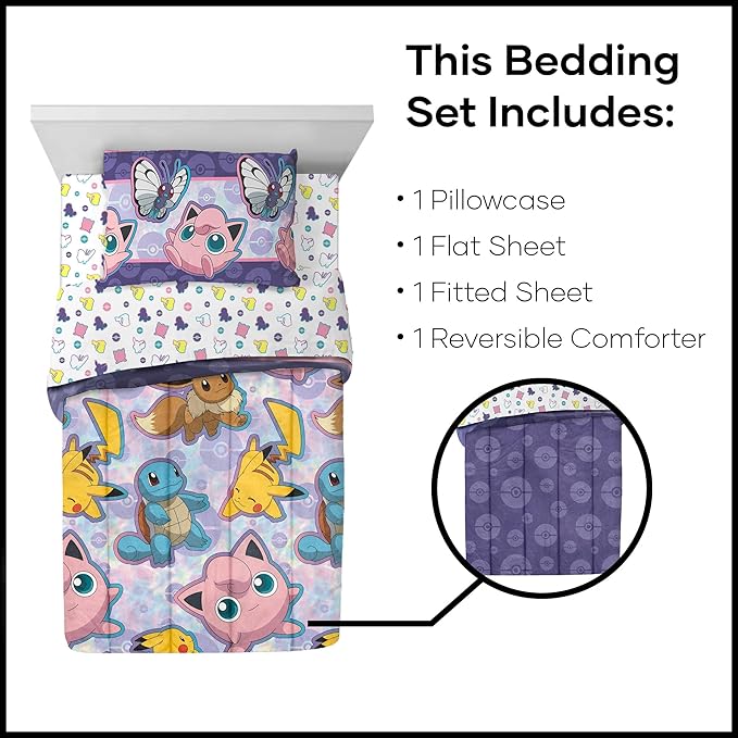 Northwest Pokemon Bed in a Bag Set, Twin, Friendly Battle - LeafyLoom