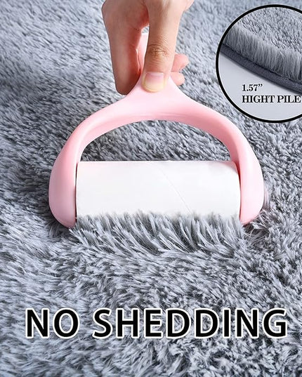 Merelax Soft Shaggy Rug for Kids Bedroom, Oval 2.6 x5.3 ft Grey Plush Fluffy Carpets for Living Room, Furry Carpet for Teen Girls Room, Anti-skid Fuzzy Comfy Rug for Nursery Decor Cute Baby Play Mat - LeafyLoom