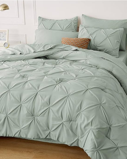 Bedsure Full Size Comforter Sets - Bedding Sets Full 7 Pieces, Bed in a Bag Green Bed Sets with Comforter, Sheets, Pillowcases & Shams - LeafyLoom