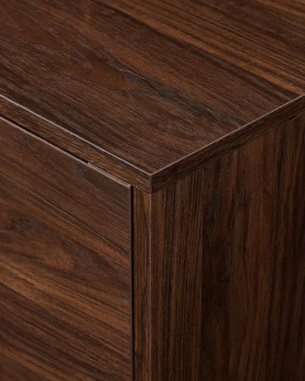 Walker Edison Nora Modern Minimal Open-Shelf Stand for TVs up to 90 Inches, 80 Inch, Dark Walnut - LeafyLoom