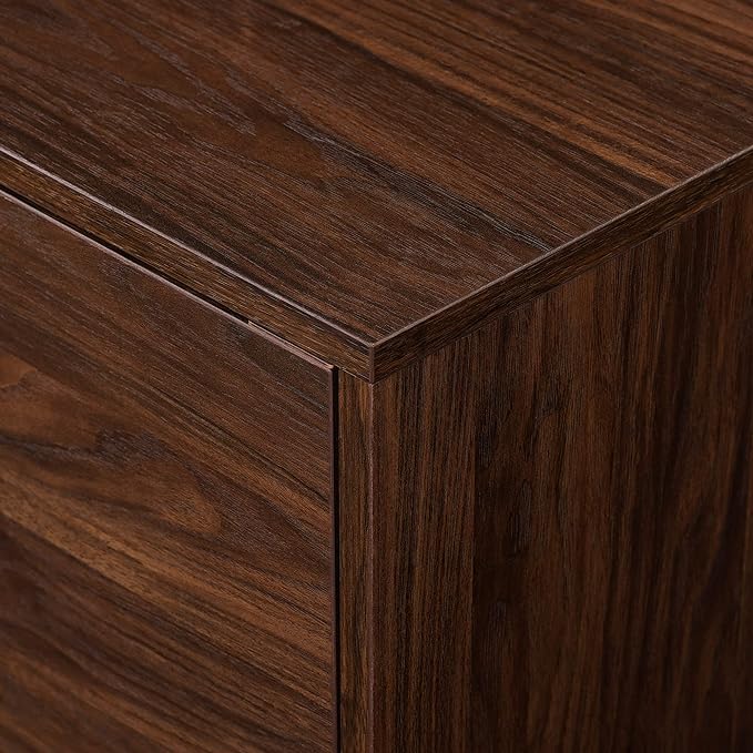 Walker Edison Nora Modern Minimal Open-Shelf Stand for TVs up to 90 Inches, 80 Inch, Dark Walnut - LeafyLoom
