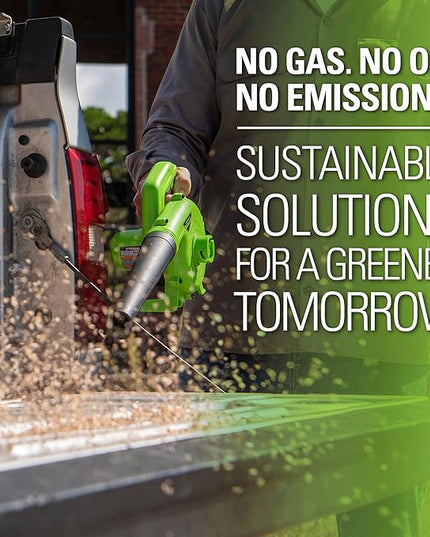Greenworks 24V (90 MPH / 180 CFM / 125+ Compatible Tools) Cordless Shop Blower, 2.0Ah Battery and Charger Included - LeafyLoom