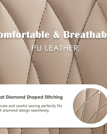 YOUNUOKE Office Desk Chair, Comfy Home Office Chairs, Small Comfortable Desk Chairs with Wheels, Armless PU Leather Chairs for Computer Conference, Khaki - LeafyLoom