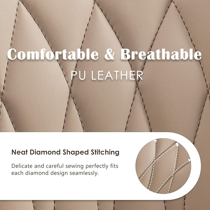 YOUNUOKE Office Desk Chair, Comfy Home Office Chairs, Small Comfortable Desk Chairs with Wheels, Armless PU Leather Chairs for Computer Conference, Khaki - LeafyLoom