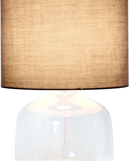 Simple Designs LT2064-CLG Clear Glass Table Lamp with Gray Fabric Shade - LeafyLoom