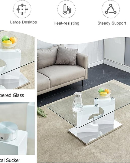 NicBex 47.2Inch Rectangular Dining Table,Modern Kitchen Table with Tempered Glass Tabletop and Black MDF Legs for 4 to 6,Writing Table Desk,Dining Room Table for Kitchen and Living Room,White - LeafyLoom