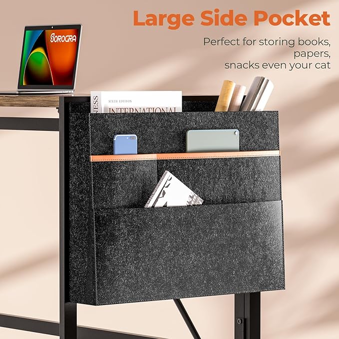 Folding Desk, Small Foldable Desk 31.5 Inch for Small Space, Computer Table Home Office Writing Desk with Storage Bag Headphone Hook, Easy Assembly, Brown - LeafyLoom