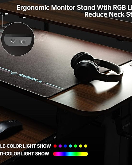 EUREKA ERGONOMIC Standing Desk Electric Adjustable Height (61"x43") Computer Desk with Keyboard Tray, Sit Stand Desk L Shaped Desk for Work/Home Office,Dual Motor,Memory Presets,2 USB/RGB,Walnut/Left - LeafyLoom