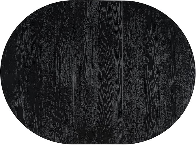 5-Piece Farmhouse Extendable Round Dining Table Set with Two 4 Upholstered Chairs for Kitchen, Breakfast Nook, Living Room, 42"-56" L x 42" W x 30" H, Black(2 Small Drawers) - LeafyLoom