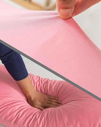 WhatsBedding Memory Foam Body Pillow with Breathable Zippered Cotton Cover, Full Body Pillow for Adults, Long Pillow for Sleeping, Firm Body Pillow Breathable Fluffy Supportive - Foggy Pink - LeafyLoom