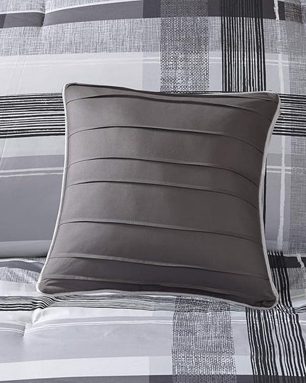 Intelligent Design Rudy Cozy Comforter Casual Cabin Lodge Plaid Design, All Season, Hypoallergenic Cover, Soft Bedding Set with Matching Sham, Decorative Pillow, RBlack Full / Queen - LeafyLoom