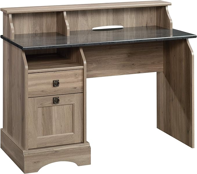 Sauder Graham Hill Desk and HomePlus Storage Cabinet Bundle, Salt Oak Finish - LeafyLoom