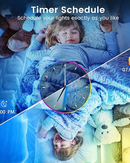 TJOY 100ft Kids Bluetooth LED Strip Lighting, Color Changing Lights for Bedroom, Music Sync RGB Tape Lighting with Child Remote, LED Lights for Room Decor Aesthetic Indoor(50ftx2) TJOY