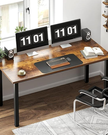sogesfurniture 55.1 inches Office Desk Computer Desk Gaming Desk Computer Table Sturdy Writing Workstation for Home Office, Brown - LeafyLoom