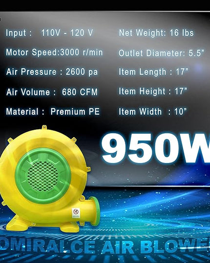 CoMiracle Air Blowers, 950 Watt 1.25 HP Inflatable Bounce House Air Blower, Outdoor Inflatable Castle and Jump Slides Blower - LeafyLoom