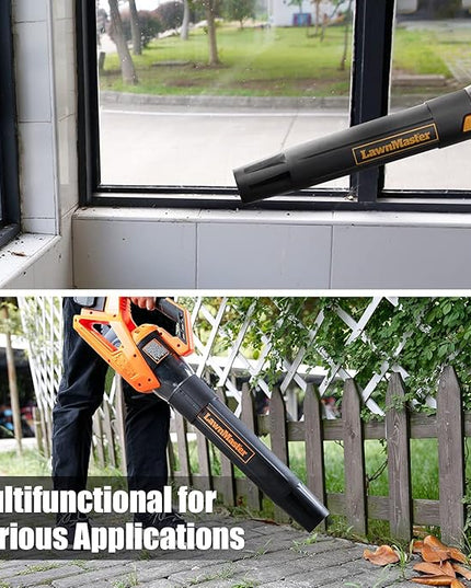 LawnMaster CLBL4016A Cordless Leaf Blower 40V Max with 2.0Ah,Battery Powered Leaf Blower Lightweight for Lawn Care, Leaves and Snow Blowing(Battery & Quick Charger) - LeafyLoom