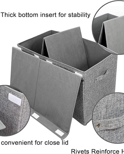 popoly Large Toy Box Chest with Lid, Collapsible Sturdy Toy Storage Organizer Boxes Bins Baskets for Kids, Boys, Girls, Nursery, Playroom, 25"x13" x16" (Linen Gray) - LeafyLoom