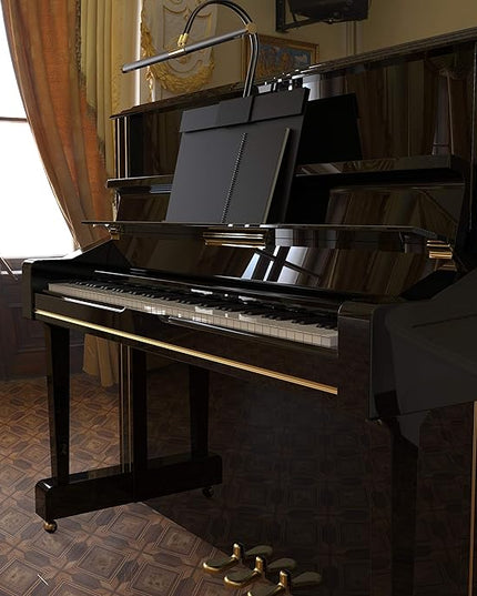 Cocoweb 22" Grand Piano Lamp, LED, Adjustable, Quality Lighting in Antique Brass, with Plug-in Adapter - GPLED22ABD - LeafyLoom