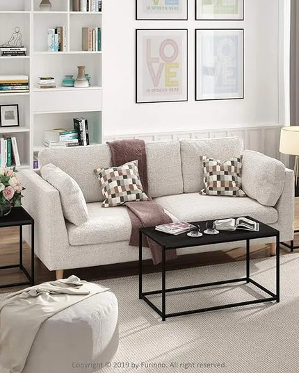 Furinno Camus Modern Living Room Coffee Table with 2 End Tables Set, French Oak Grey - LeafyLoom