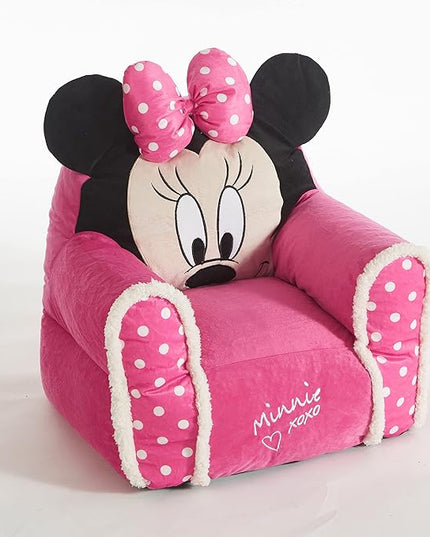 Idea Nuova Minnie Mouse Figural Sherpa Trim Bean Bag Chair, Small, Pink - LeafyLoom