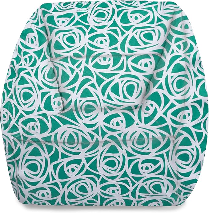 Posh Creations Structured Comfy Bean Bag Chair for Gaming, Reading, and Watching TV, Coronado Chair, Canvas - Roses Mint - LeafyLoom