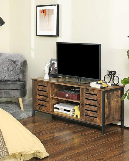 VASAGLE TV Stand for 50 Inches Televisions, Entertainment Center with Storage Shelves, Cabinet with Louvered Doors, 43.3‘’, Rustic Brown - LeafyLoom