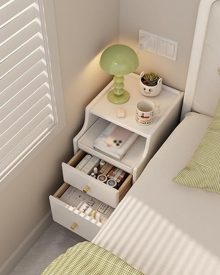 Solid Wood Nightstand, Nightstand with Drawers, Walnut Bedside Table for Bedroom - LeafyLoom