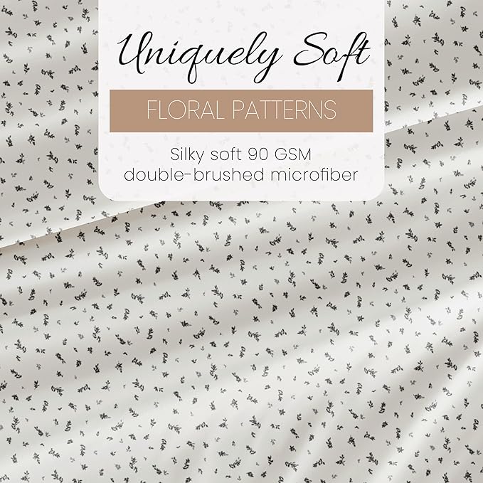 Linen Market 3 Piece Twin Bedding Sheet Set (Light Gray Leaves) - Sleep Better Than Ever with These Ultra-Soft & Cooling Bed Sheets for Your Twin Size Bed - Deep Pocket Fits 16" Mattress - LeafyLoom